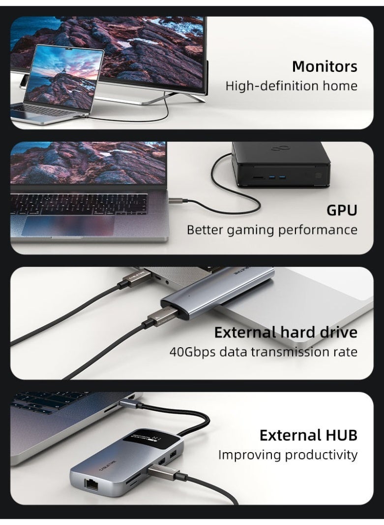 كابل تايم كابل USB 4 من النوع C، شحن بقدرة 240 واط، سرعة نقل بيانات تصل إلى 40 جيجابت في الثانية، دقة 8K، تقنية PD 3.1، متوافق مع أجهزة ماك بوك - Image 4